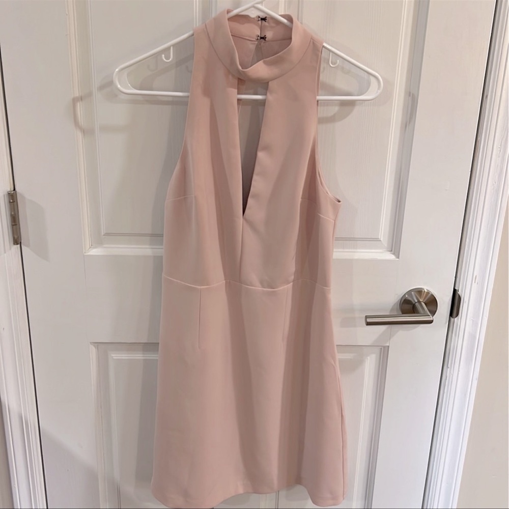 Express Blush Halter Mini Dress with Black Lack Back Size 6